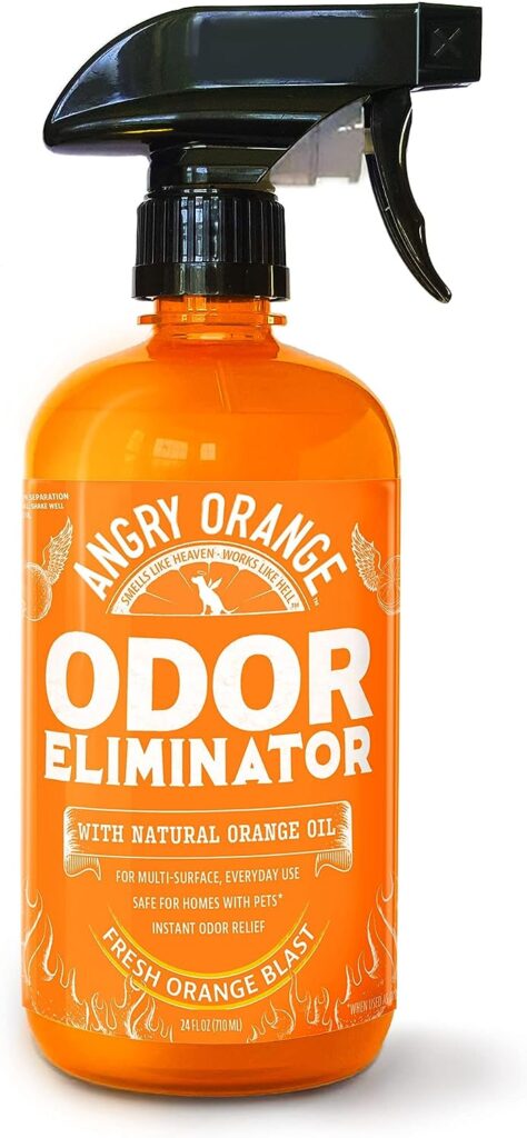 Angry Orange Pet Odor Eliminator for Strong Odor - Citrus Deodorizer for Strong Dog or Cat Pee Smells on Carpet, Furniture  Indoor Outdoor Floors - 24 Fluid Ounces - Puppy Supplies
